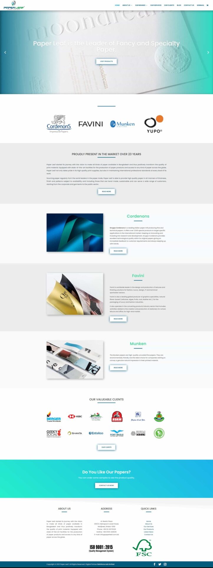 Paper Leaf Company Website Project Abu Sayed