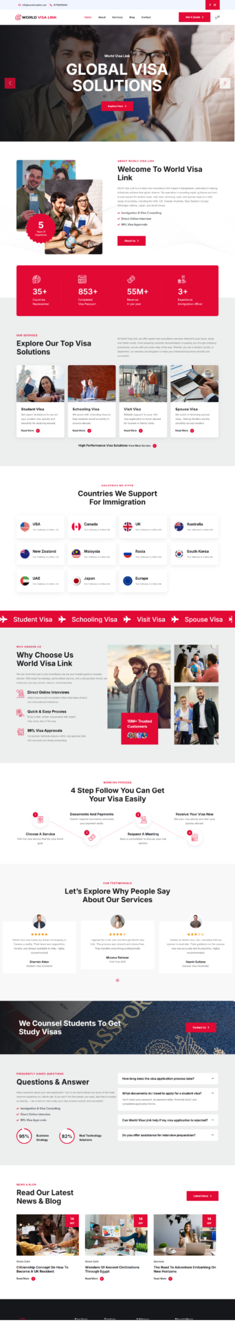 World Visa Link Business Website images Developed By – Abu Sayed
