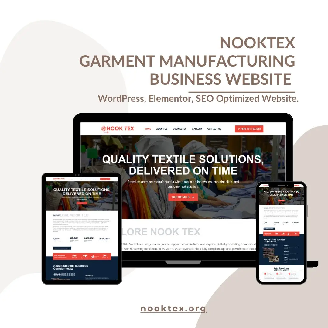 nooktex Garment Manufacturing Business Website Developed By – Abu Sayed