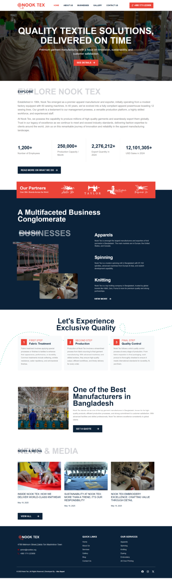 nooktex Garment Manufacturing Business Website images Developed By – Abu Sayed