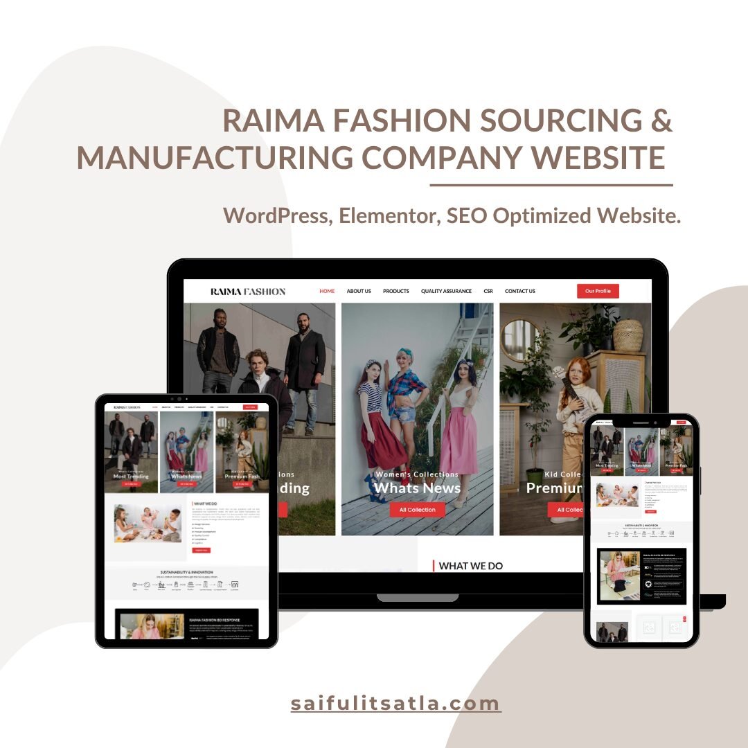 Raima Fashion sourcing & manufacturing company Website Design For Abu Sayed