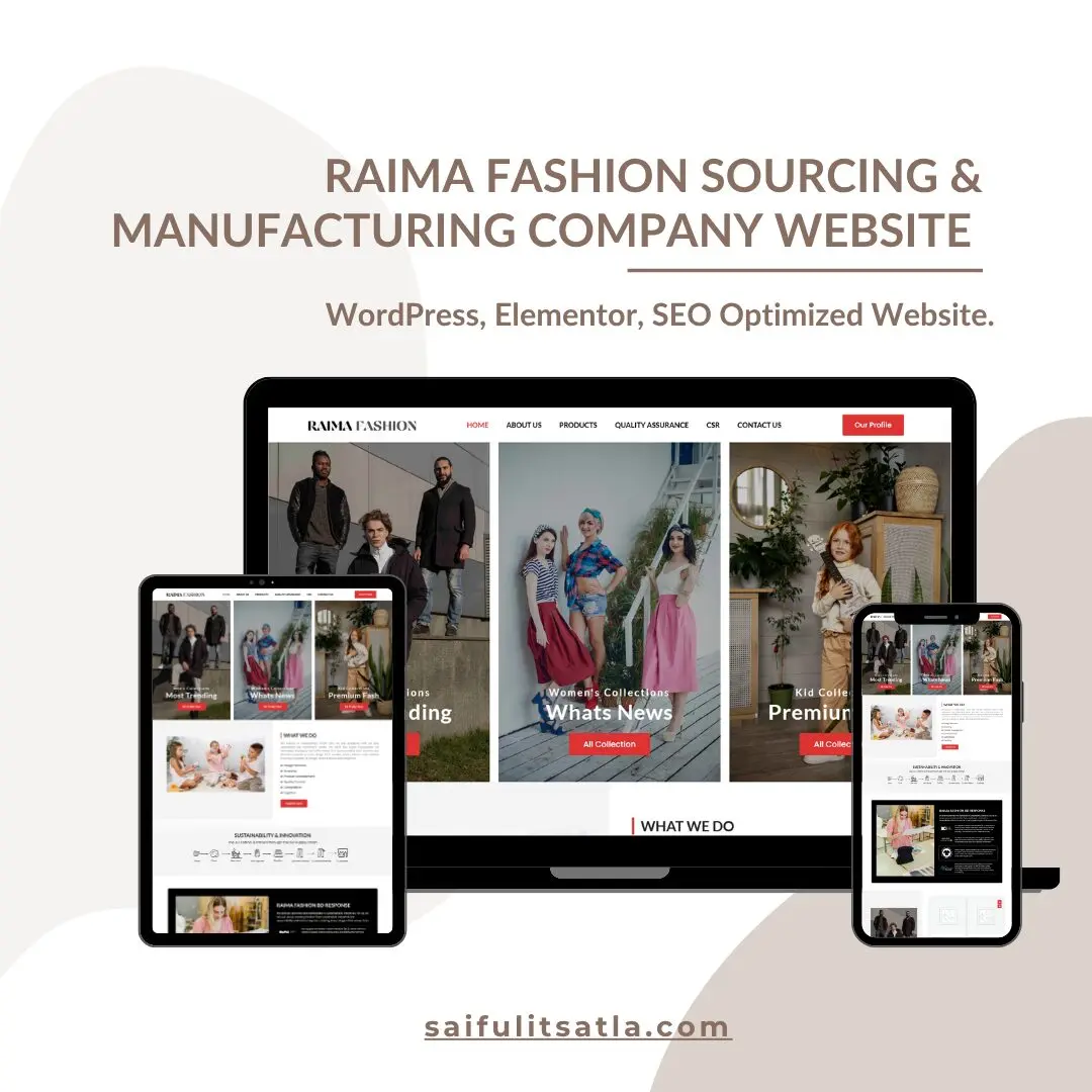 Raima Fashion sourcing & manufacturing company Website Design For Abu Sayed