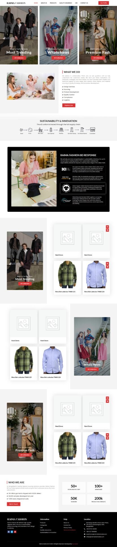 Raima Fashion sourcing & manufacturing company Website Design Home For Abu Sayed
